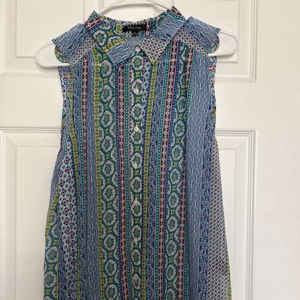 Gauzy lightweight dress high low multicolor